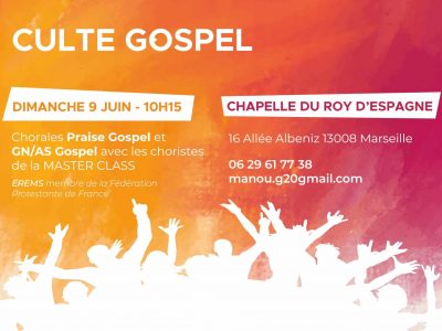 Culte Gospel – Dimanche 9 juin, à 10h15
